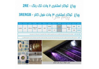 چراغ توکار استخری تک رنگ 2 وات 12 ولت Emax مدل 2RE