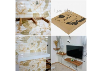 استند میز تلویزیون دیواری طبقه شلف ام دی اف کتابخانه دکوری  پایه مخفی جهت نصب دیواری