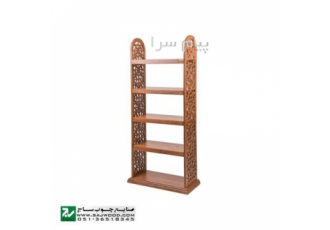 کتابخانه چوبی و ویترین گنجه دکور قفسه کتاب صنایع چوب ساج مدل ۶۲۹