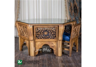 فروش میز و صندلی ناهار    غذا خوری صنایع چوب ساج مدل ۳۲۸