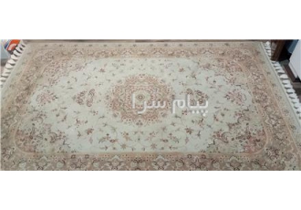 فرش ۹ متری نگین کاشان زمینه کرم دست دوم در حد نو در تهران فرش 9 متری