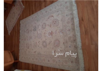 فروش قالیچه تبریز در تهران قالیچه 3 متری تبریز کارکرده ابریشم طرح افشان
