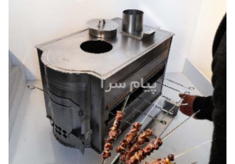 بخاری هیزمی سه کاره مکعبی استفاده به عنوان بخاری کباب پز غذاساز میتواند