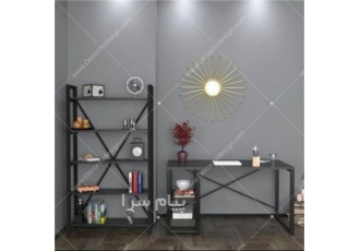 میز تحریر مدل F۴۳ طول میز 120 عمق میز 60 ارتفاع میز 80 طول کتابخانه 120