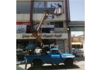 اجاره نیسان بالابر    جرثقیل سبد دار نفربر بالابر نیسانی