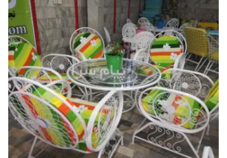 سرویس باغی ویلایی خورشیدی میز و صندلی مدل خورشیدی از جنس فلز آهنی