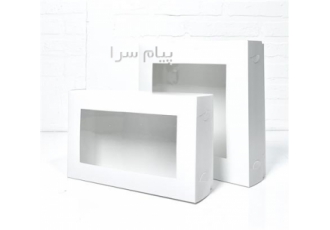 فروش جعبه شیرینی آماده در تهران 5 سایز استاندارد سفید ساده تلق دار