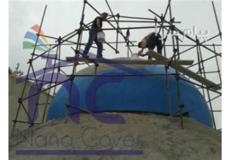 عایق رطوبتی روی گنبد عایق رنگی فیروزه ای و سبز برای آببندی گنبد