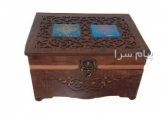 جعبه چوبی دمنوش و تیبک و خشکبار 2 کاشی لوکس مدل D61