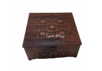 جعبه چوبی لاکچری دمنوش و تیبک و خشکبار مدل D4