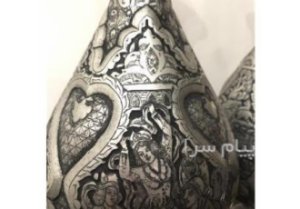 جام سیاه قلم کار دست استاد حسین ماهر در تهران یک جفت جلم قلم زنی کار