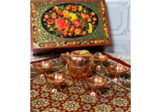 ست هفت سین ست هفت سین هاردباکس سیب مسی 6عدد کاسه پایه دار مسی سفره