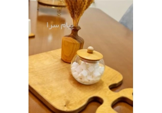 قندان پیرکس با درب چوب بامبو در تهران قندان پیرکس با درب چوب بامبو
